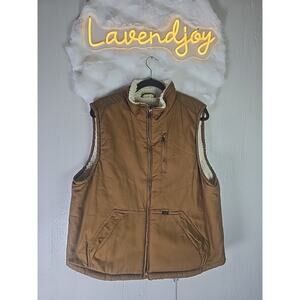 Lee Sherpa Lined Workwear Vest Brown Cotton Duck Canvas Mens Large